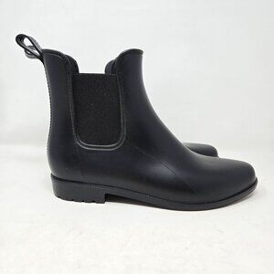 a new day Black Chelsea Ankle Rain Boots Size 11 With Elastic Gussets & Pull Tab
